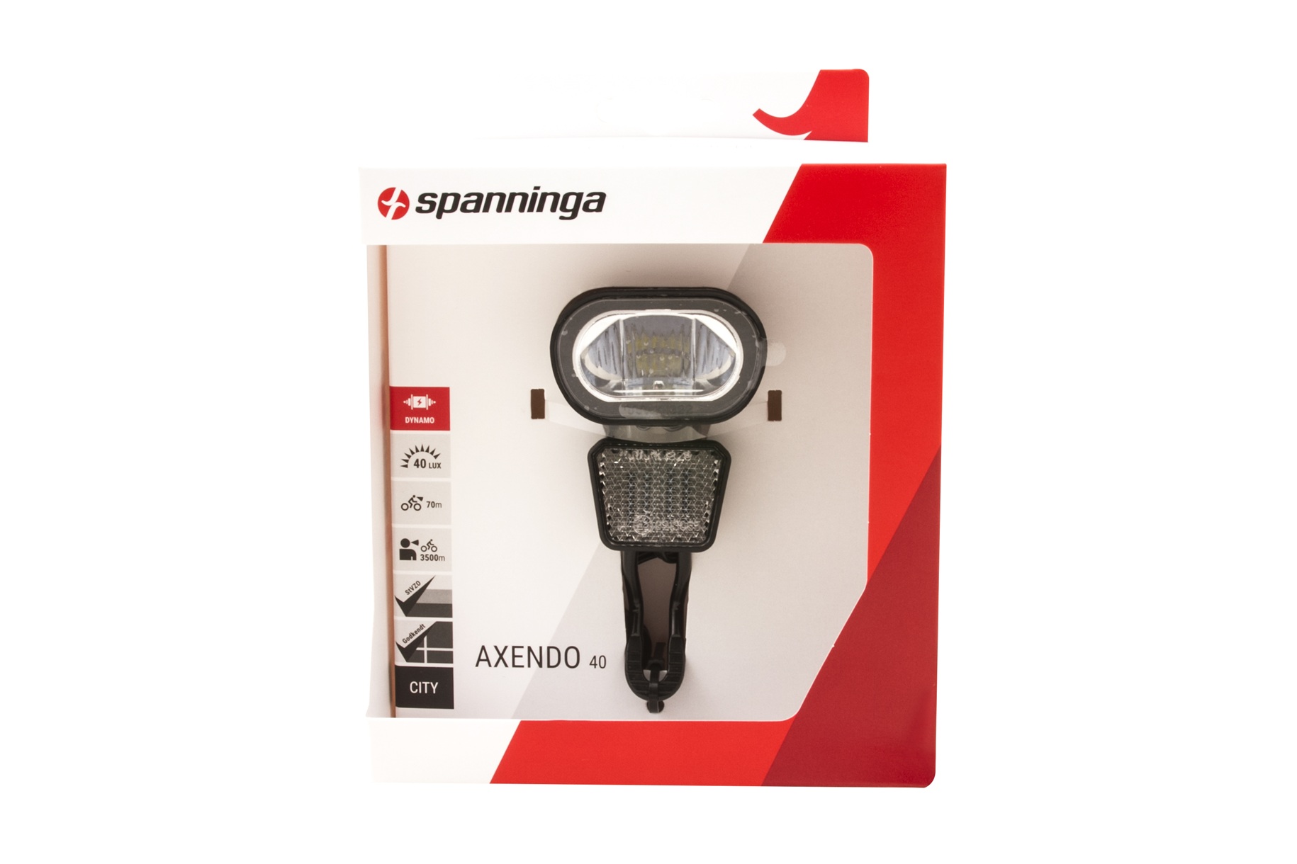 Spanninga Axendo 40 XDOc Dynamo Headlight – On/Off Switch