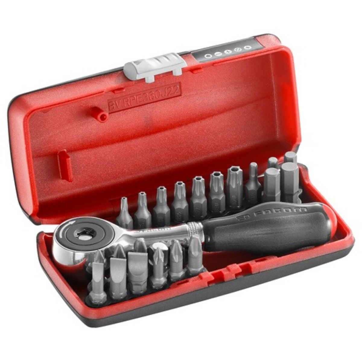 Facom R.PE360J22PB 22-Piece 1/4" Bit Set with Ratchet